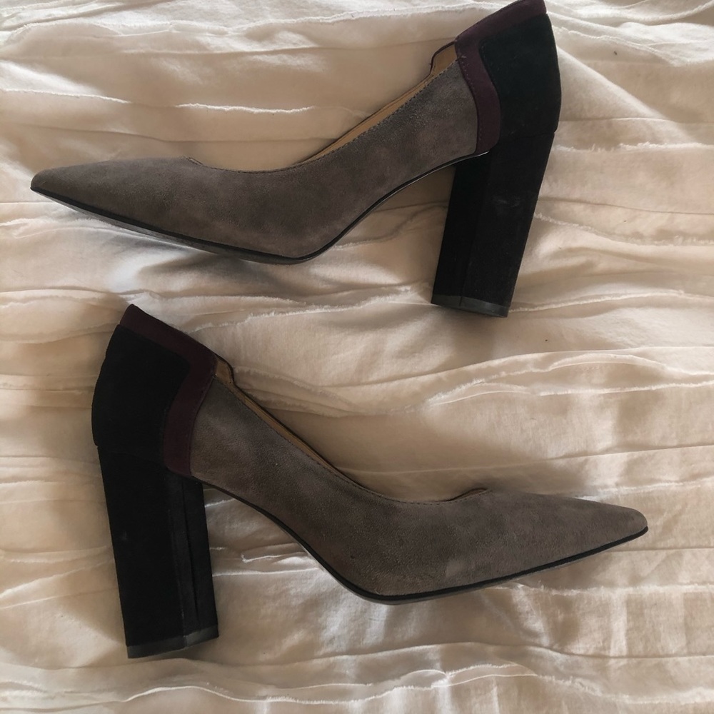 Nine West suede geometric detailing block heel